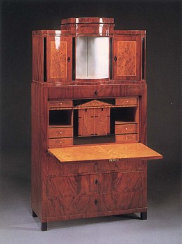 Work: 19th Century AUSTRIAN Biedermeier Mahogany, Fruitwood and Burl Walnut Fall-Front Secrétaire, 1820-1825