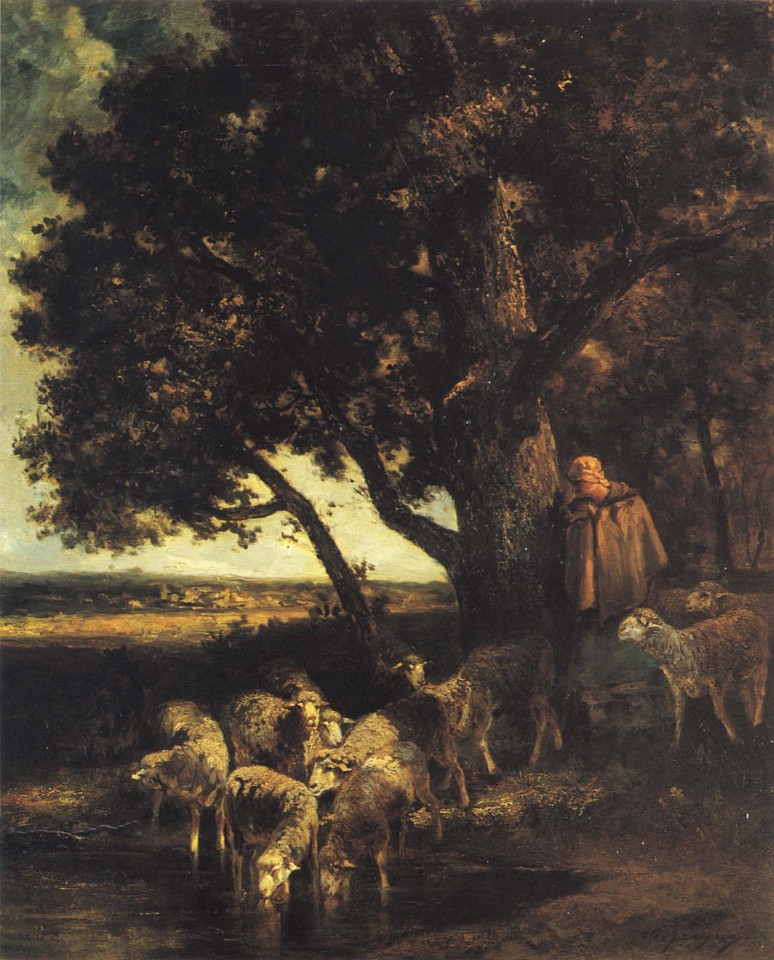 Charles Emile Jacque ,   A Shepherdess and her Flock by a Pool  ,  1870-73  
  Oil on canvas ,  32 x 26 in. (81.3 x 66 cm)  
  JAC-004-PA  
   Appraisal Value : $0.00 
 Location : $0.00 
 User3 : $0.00 
 User4 : 0.00